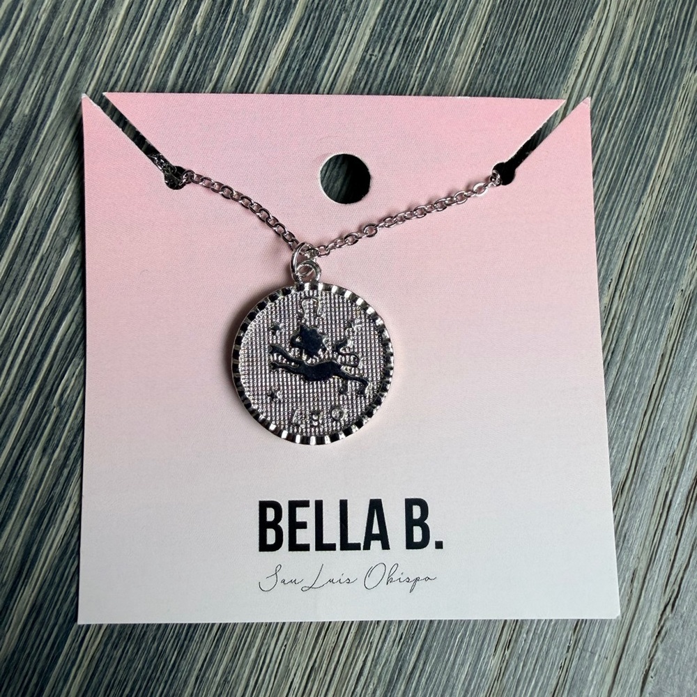Leo Zodiac Stamp Charm Necklace In Silver